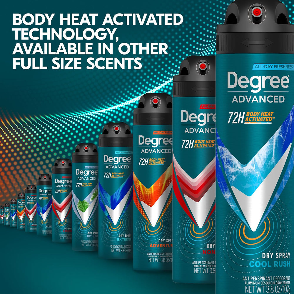 Degree on-the-go deodorant use demonstrates quick application before meetings.