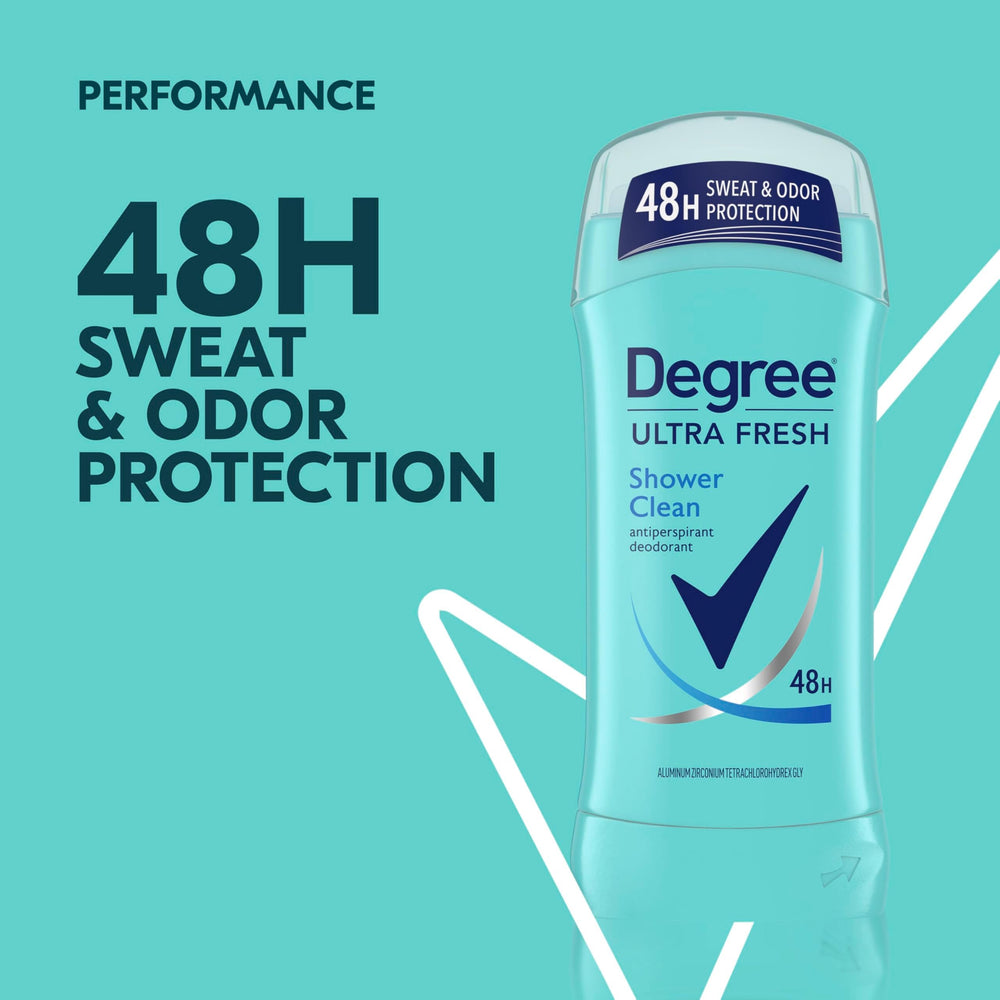 Degree Ultra Fresh Shower Clean 4-pack display provides daily protection.