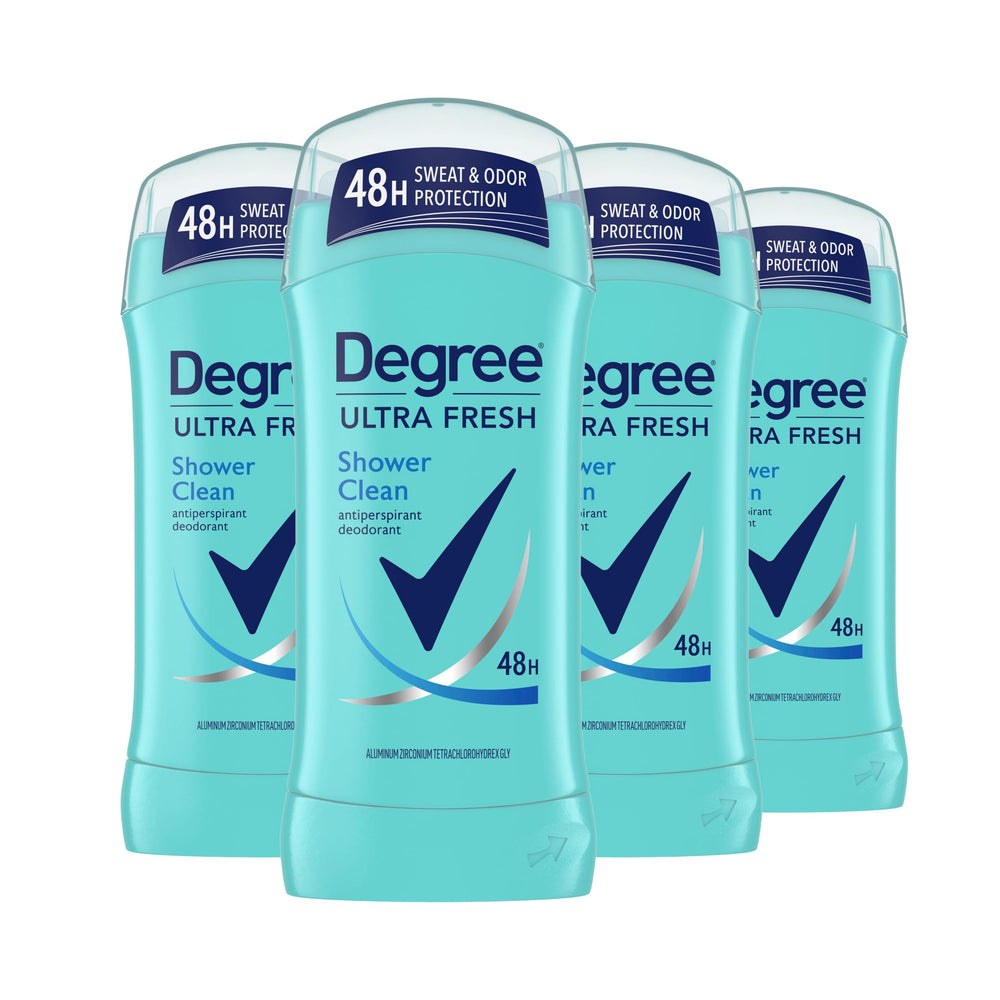 Degree Ultra Fresh Shower Clean stick applied for long-lasting protection.