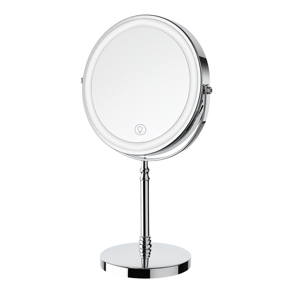 DEIOVWXS lighted makeup mirror 8-inch front view for quick, even makeup application.