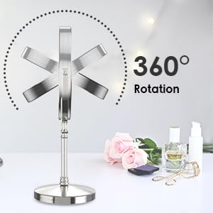 DEIOVWXS lighted makeup mirror compact desk-use scenario on a counter.