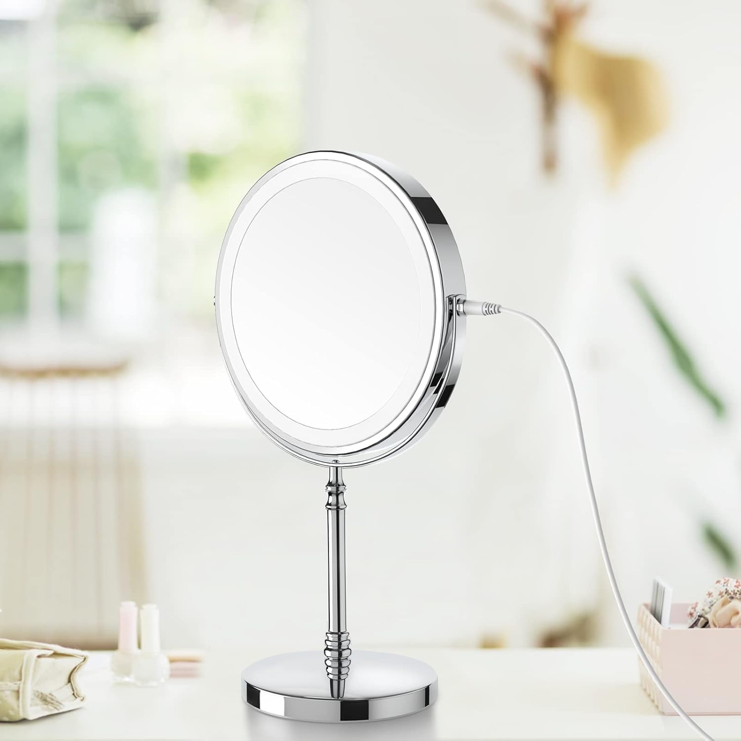 DEIOVWXS lighted makeup mirror gift-pack ready presentation for beauty lovers.