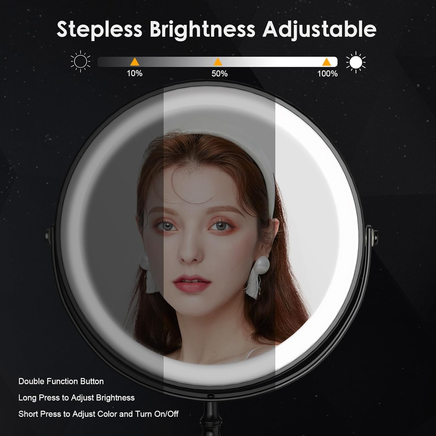 DEIOVWXS Lighted Makeup Mirror offers 360-degree rotation for flexible angles.