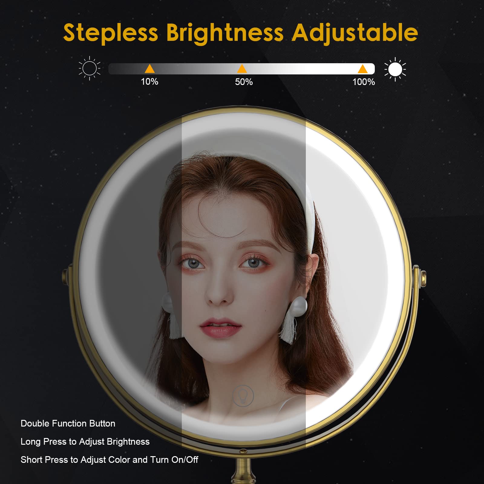 DEIOVWXS large 8-inch mirror provides wide view for full-face checks.