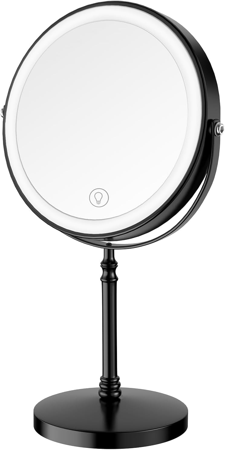 DEIOVWXS Lighted Makeup Mirror with adjustable angle for precise makeup steps.