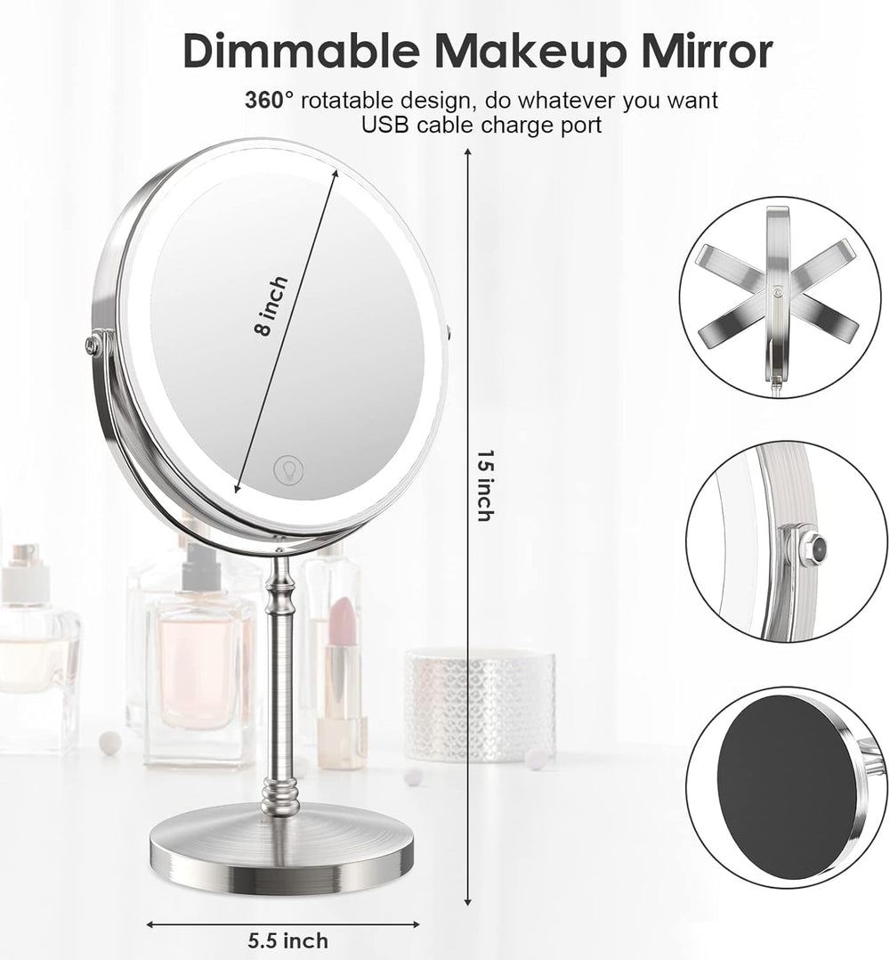 DEIOVWXS 3-color LED lighting for accurate skin tone under varied conditions