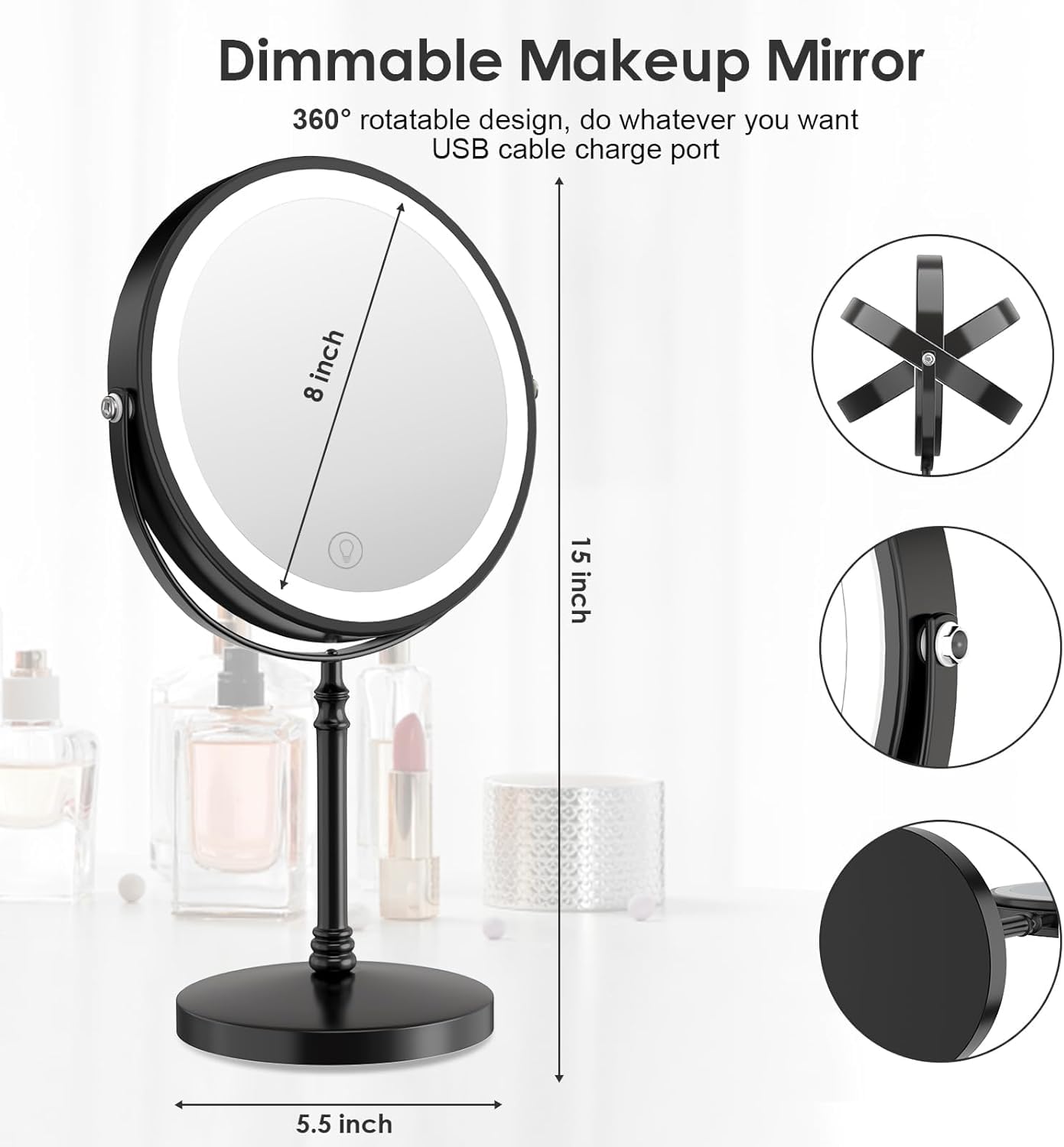 DEIOVWXS Lighted Makeup Mirror 10x magnification enables detailed brow shaping.