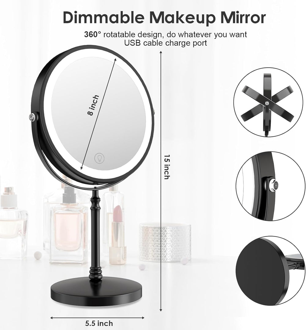 DEIOVWXS Lighted Makeup Mirror 10x magnification enables detailed brow shaping.