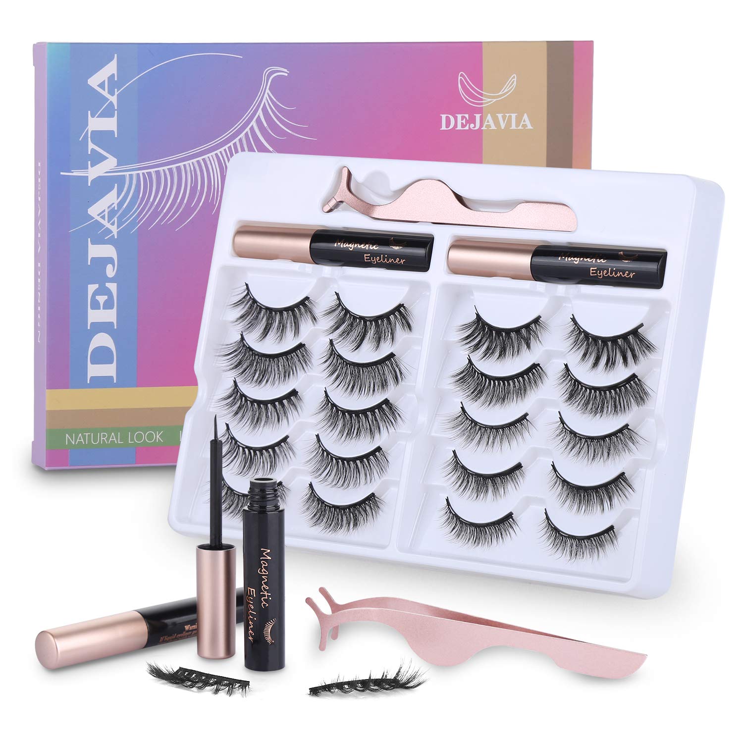 DEJAVIA magnetic eyelashes kit close-up—reusable lashes ideal for everyday natural glamour.