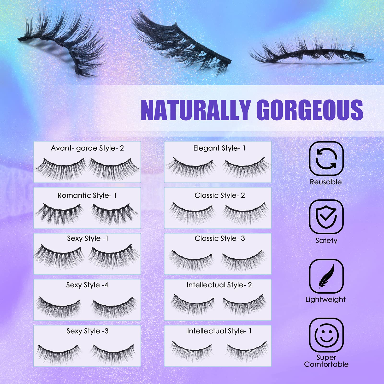 DEJAVIA natural wispy style lashes offering soft everyday enhancement with 3D effect
