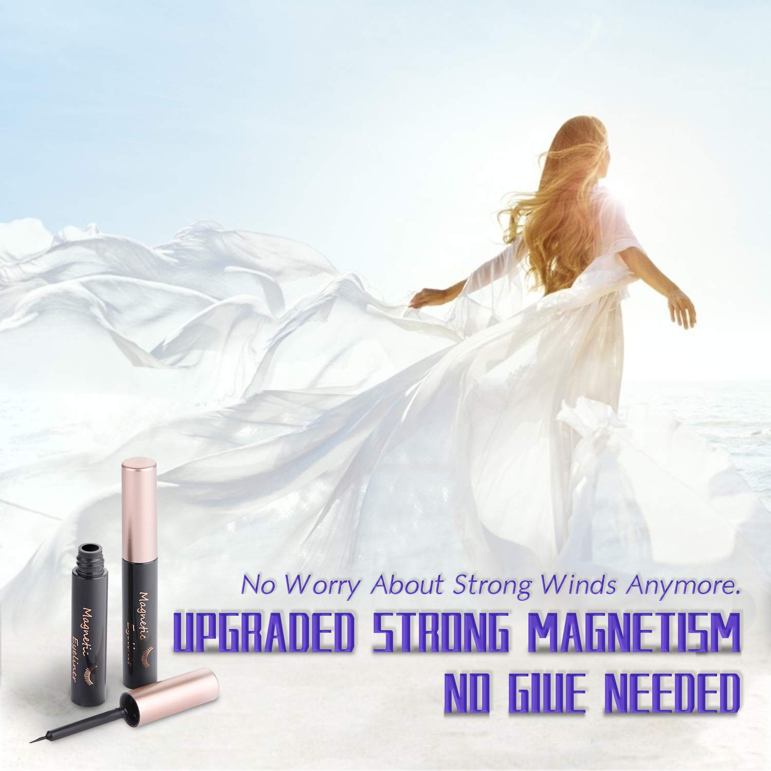 DEJAVIA waterproof magnetic eyeliner close-up demonstrating smudge-resistant hold.