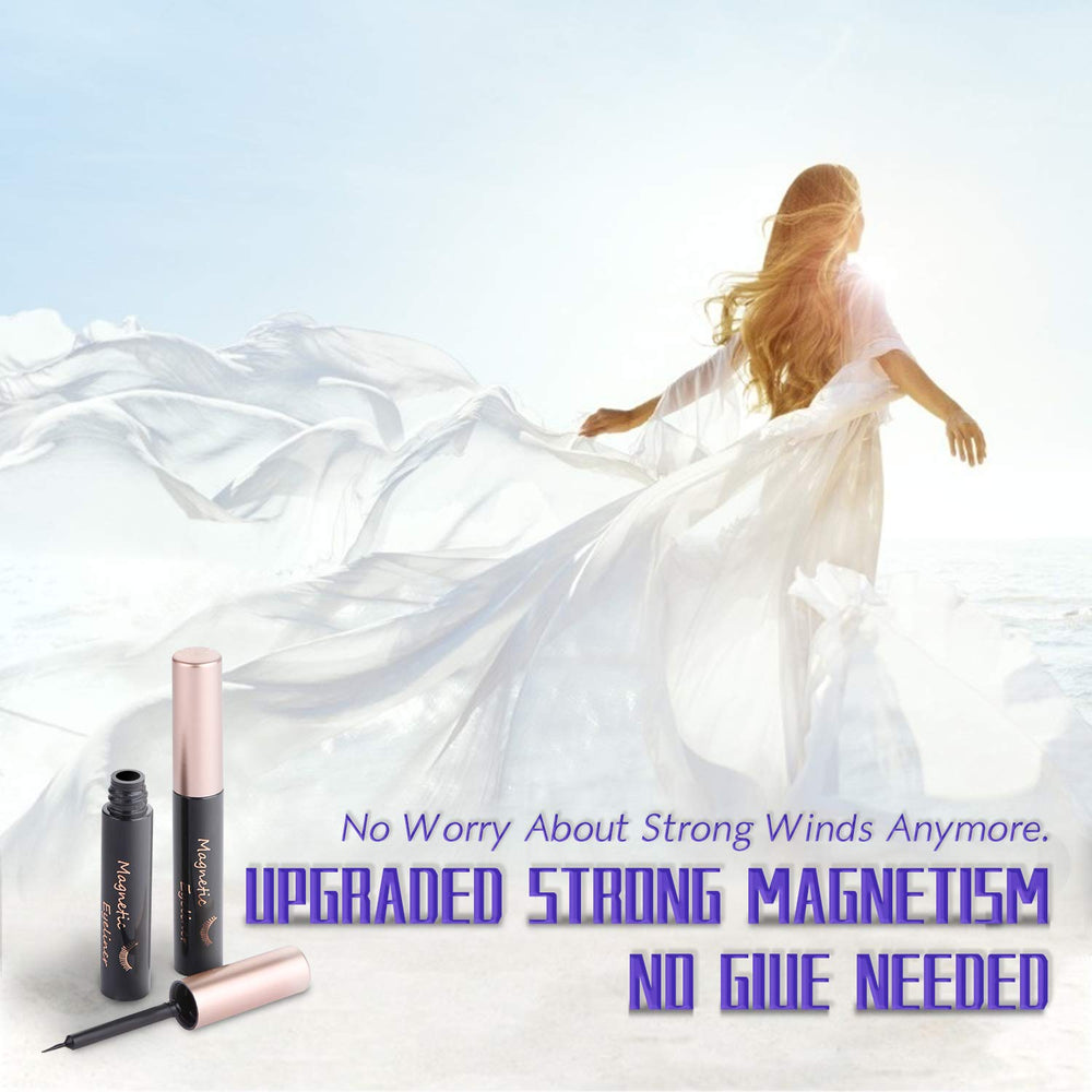 DEJAVIA waterproof magnetic eyeliner close-up demonstrating smudge-resistant hold.