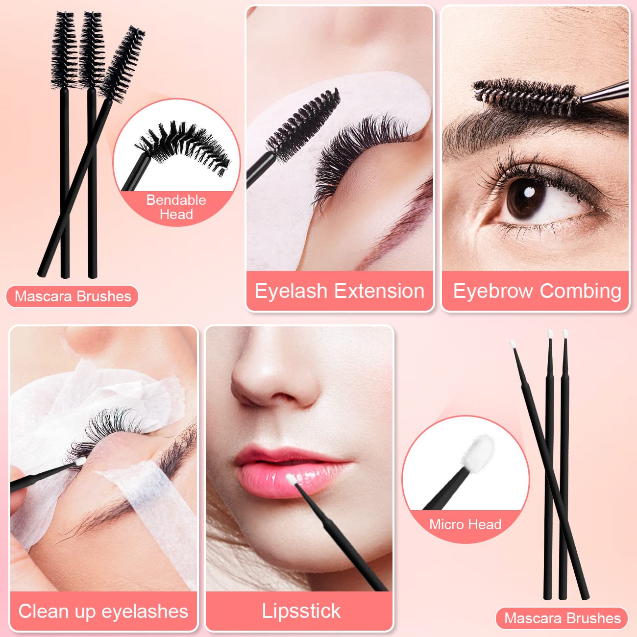 Dejiovey disposable micro-applicators and mascara brushes for clean, lint-free lashes
