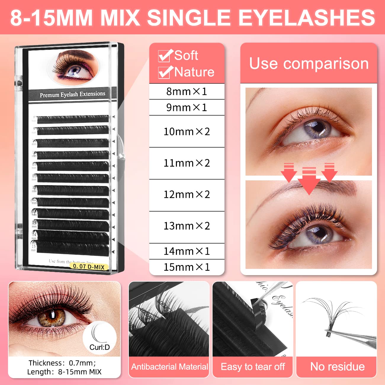 Dejiovey 0.07D mix lashes 8-15mm for precise, natural-looking extensions