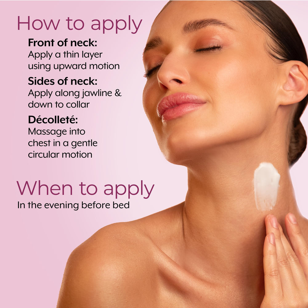 DEKLIDERM Neck Firming Cream ingredient icons highlighting retinol and bakuchiol benefits