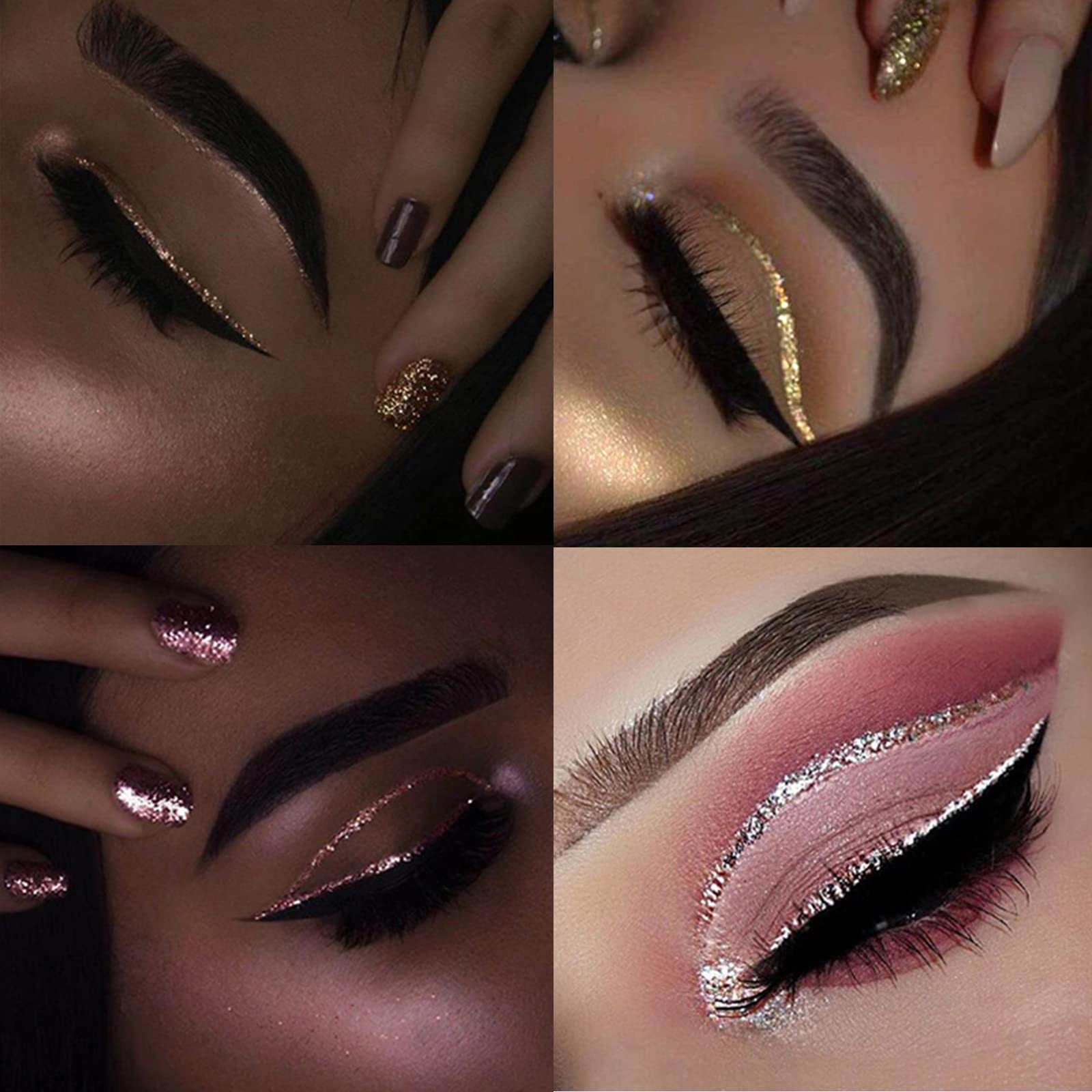 DekRion Glitter-Eyeliner waterproof swatch demonstrates smudge resistance