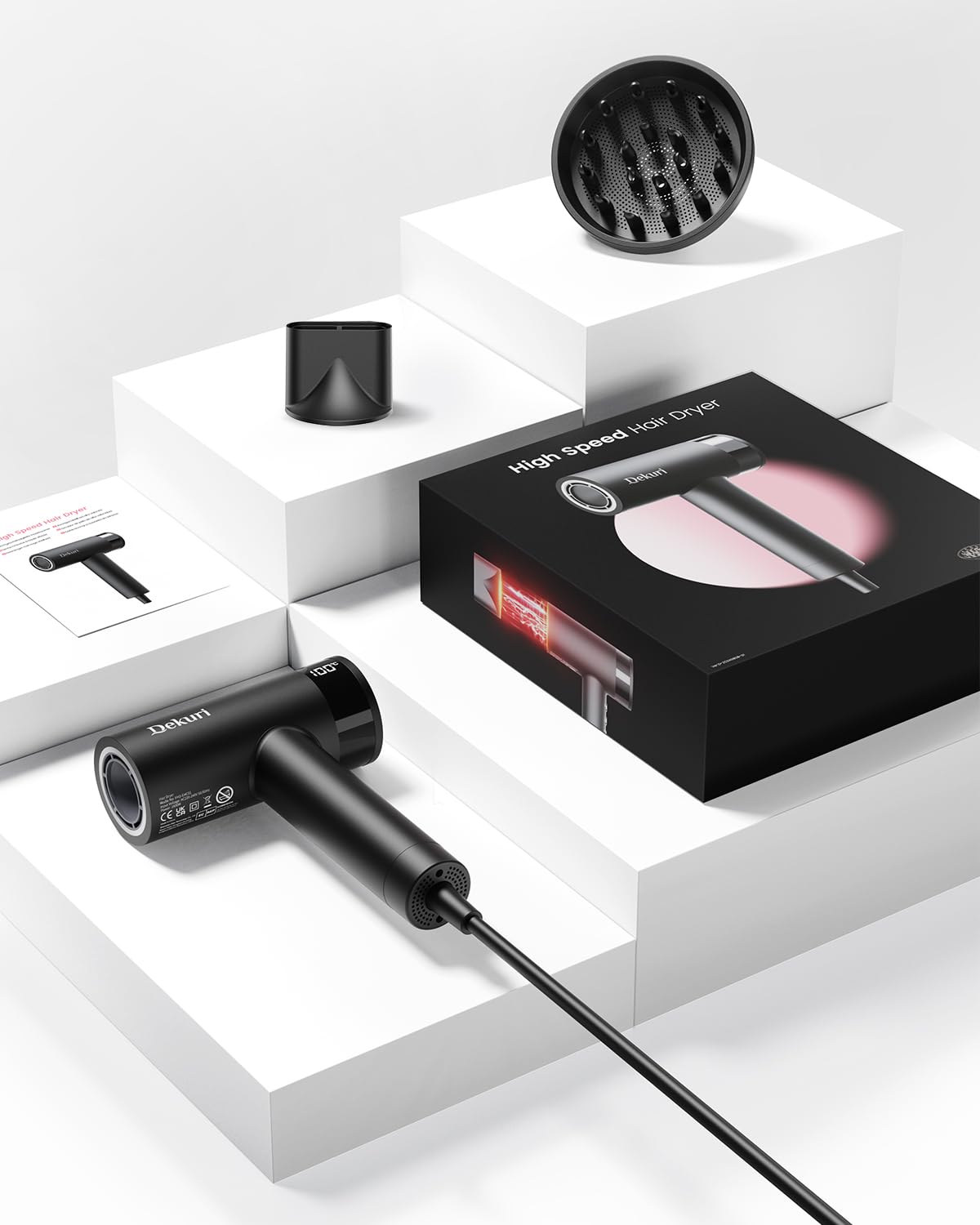 Dekuri hair dryer lightweight 350 g for easy handling