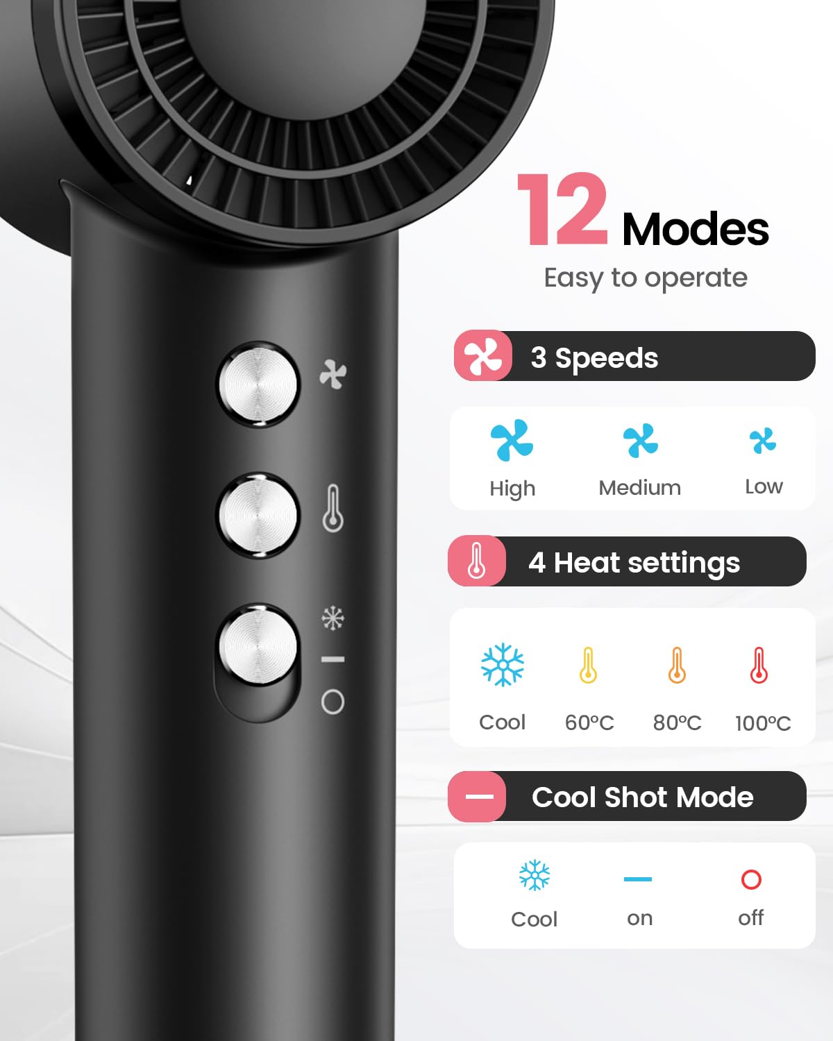 Dekuri hair dryer thermal-control system preventing overheating