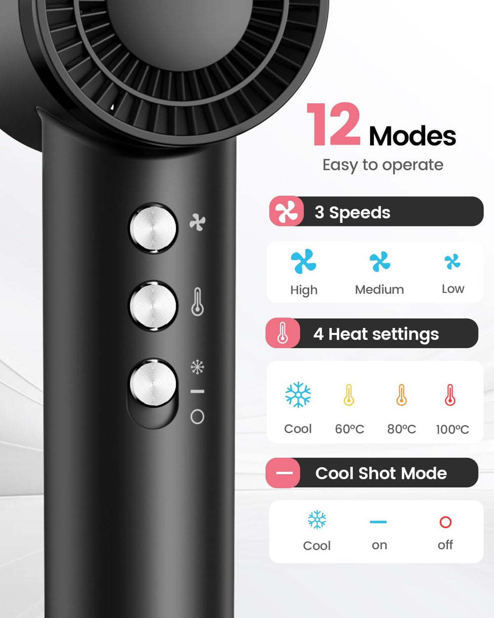 Dekuri hair dryer thermal-control system preventing overheating