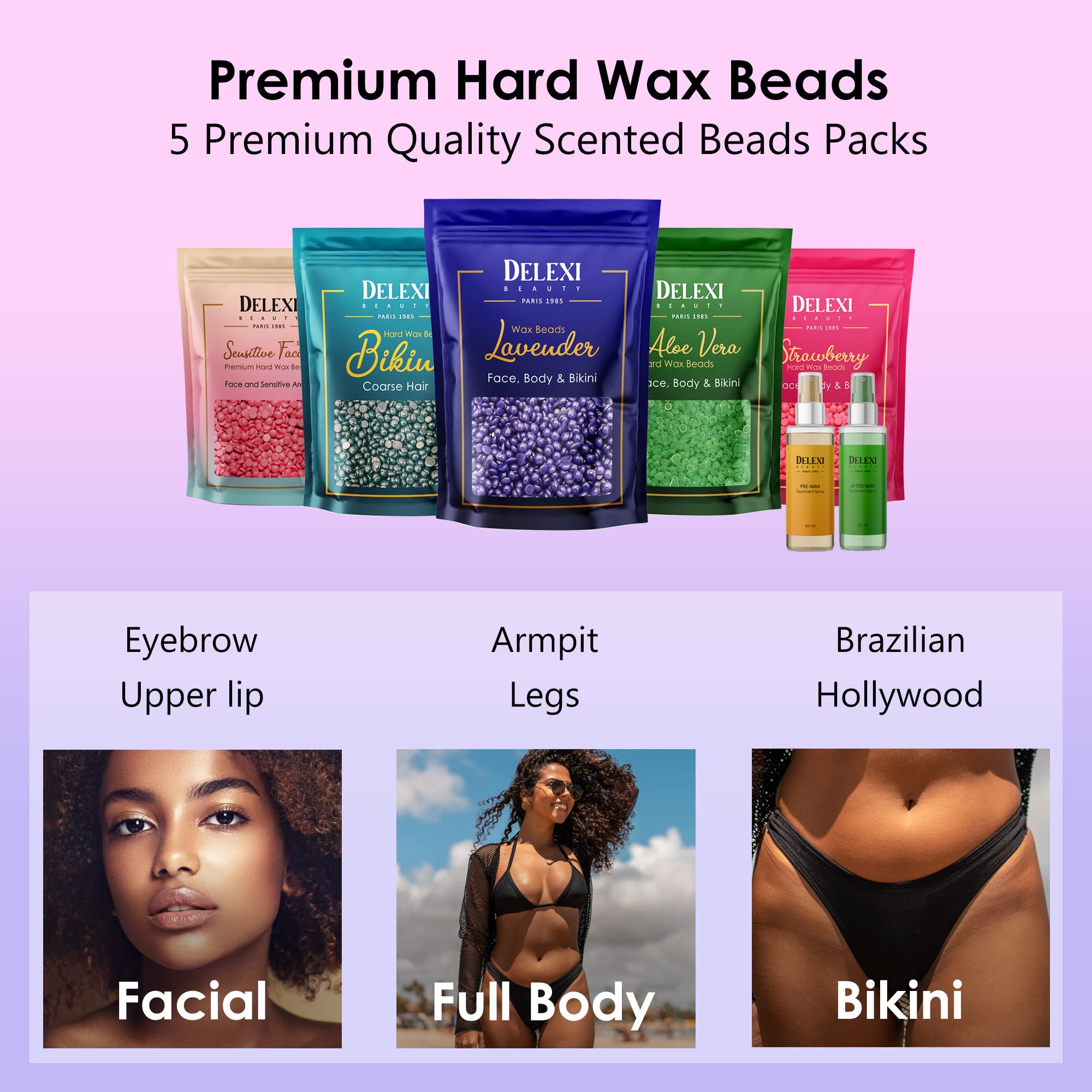 DELEXI bikini-area waxing depiction emphasizes comfortable, targeted use