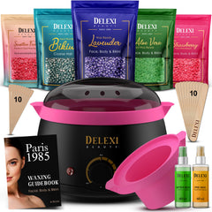 DELEXI premium waxing kit wax warmer demonstrates safe, adjustable heat for at-home waxing