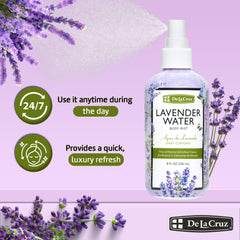 De La Cruz Lavender bed linen scene with relaxing fragrance.