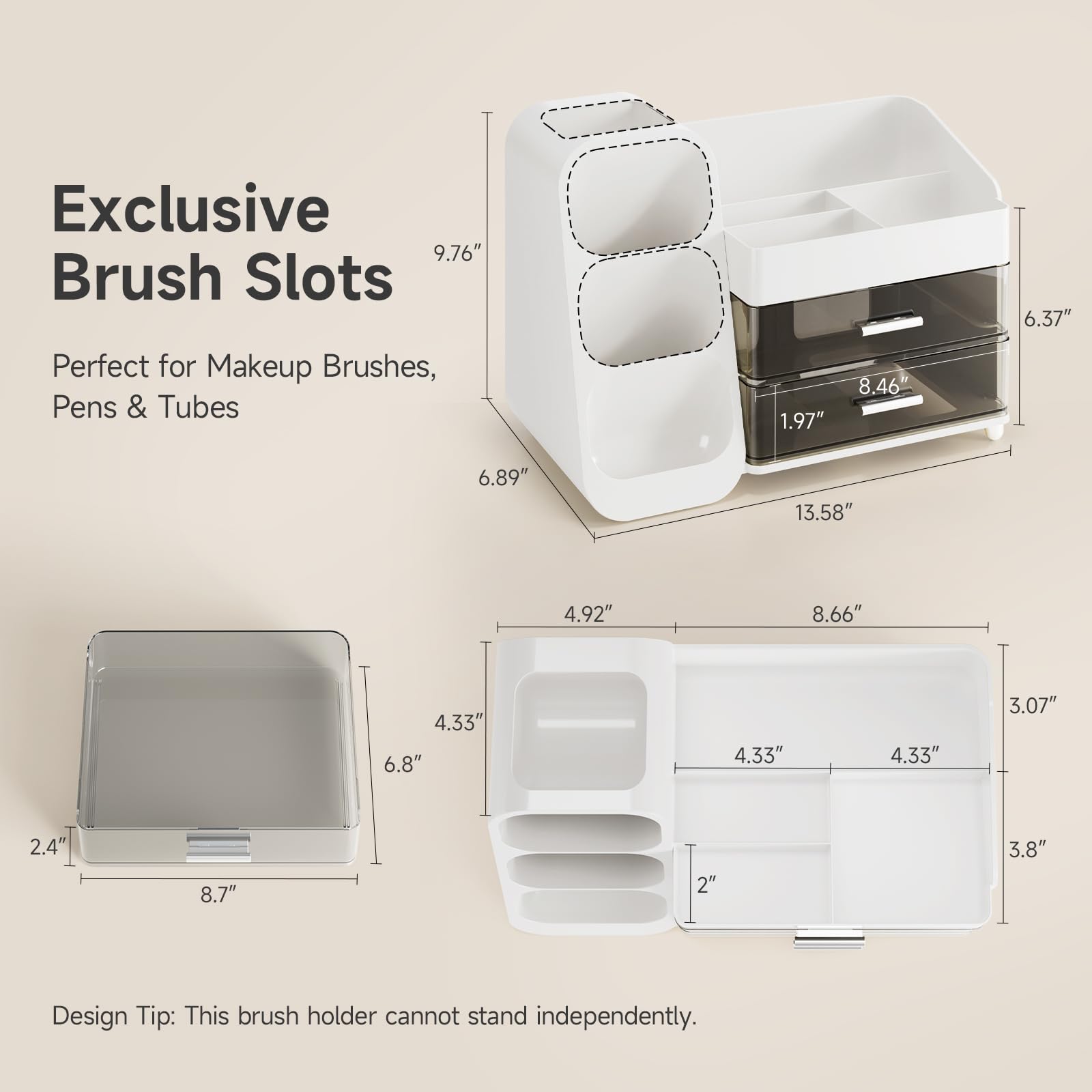 Delamu Makeup Organizer Countertop drawers offer clear view to find palettes fast