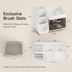 Delamu Makeup Organizer Countertop drawers offer clear view to find palettes fast
