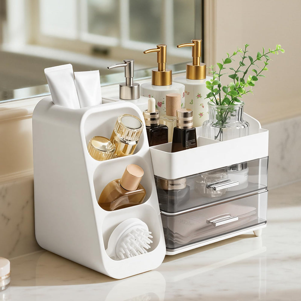 Delamu Makeup Organizer Countertop features a stylish modern design for any vanity