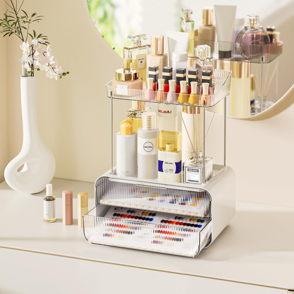 Delamu snap-together assembly process for makeup organizer demonstrated