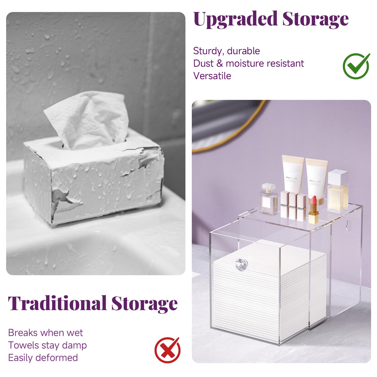 Delamu Vanity Makeup Skincare Organizer holds cosmetics, brushes, and skincare essentials.