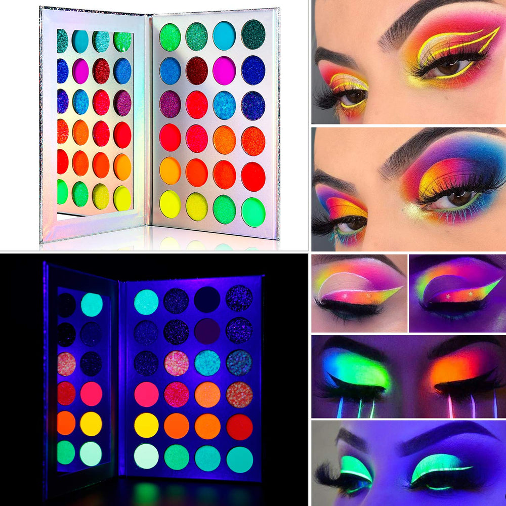 DE'LANCI Aurora Glow Palette swatches displaying neon pigments for bold day-to-night looks