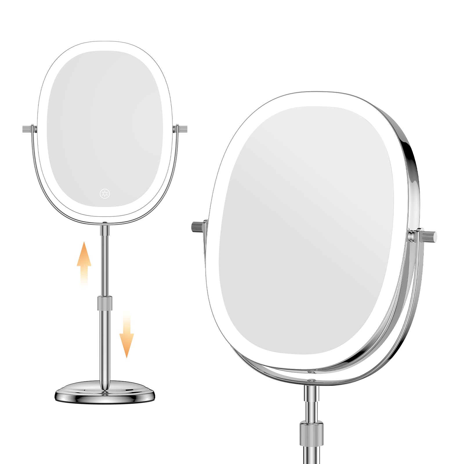Delanges 9-inch makeup mirror with lights, adjustable height for family use