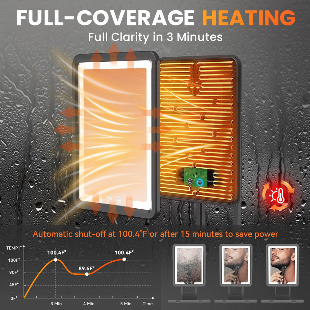 DeLanges mirror battery status indicator supports long, fog-free sessions.
