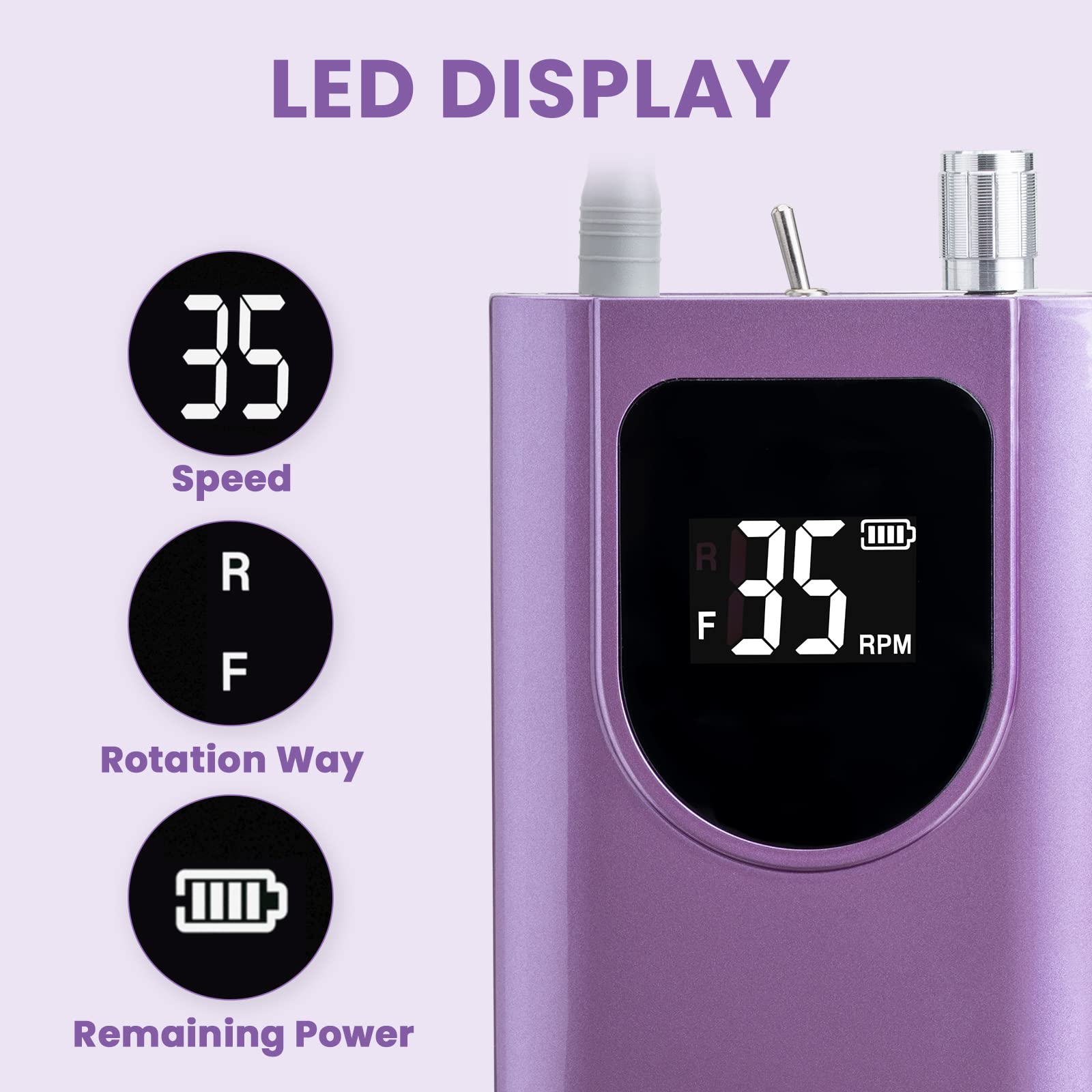 Delanie nail drill operates quietly with low vibration for comfortable professional use.