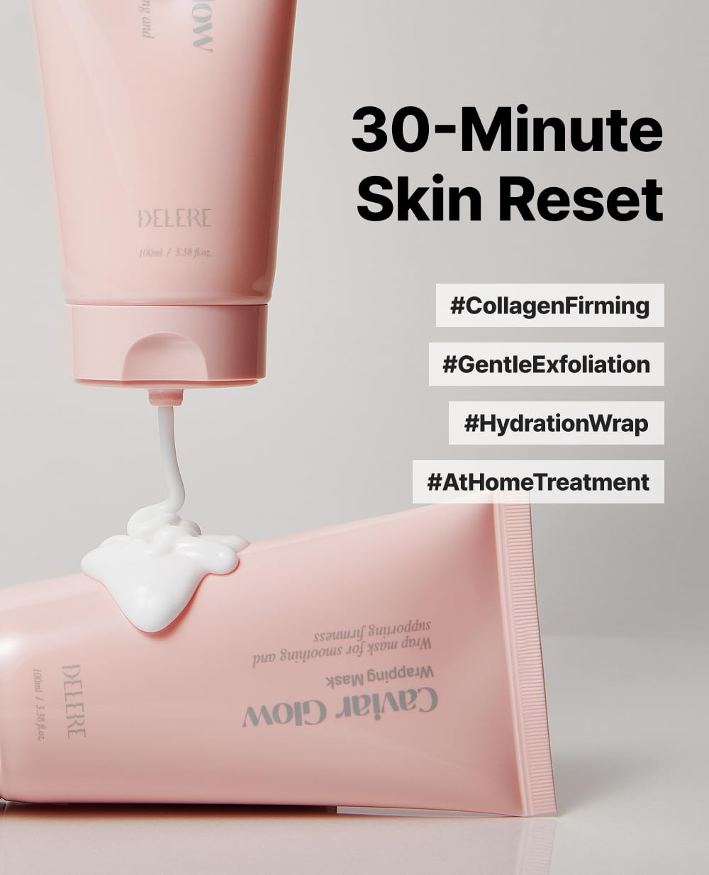 Delere Caviar Glow apply shot demonstrates gentle peel-off for sensitive skin