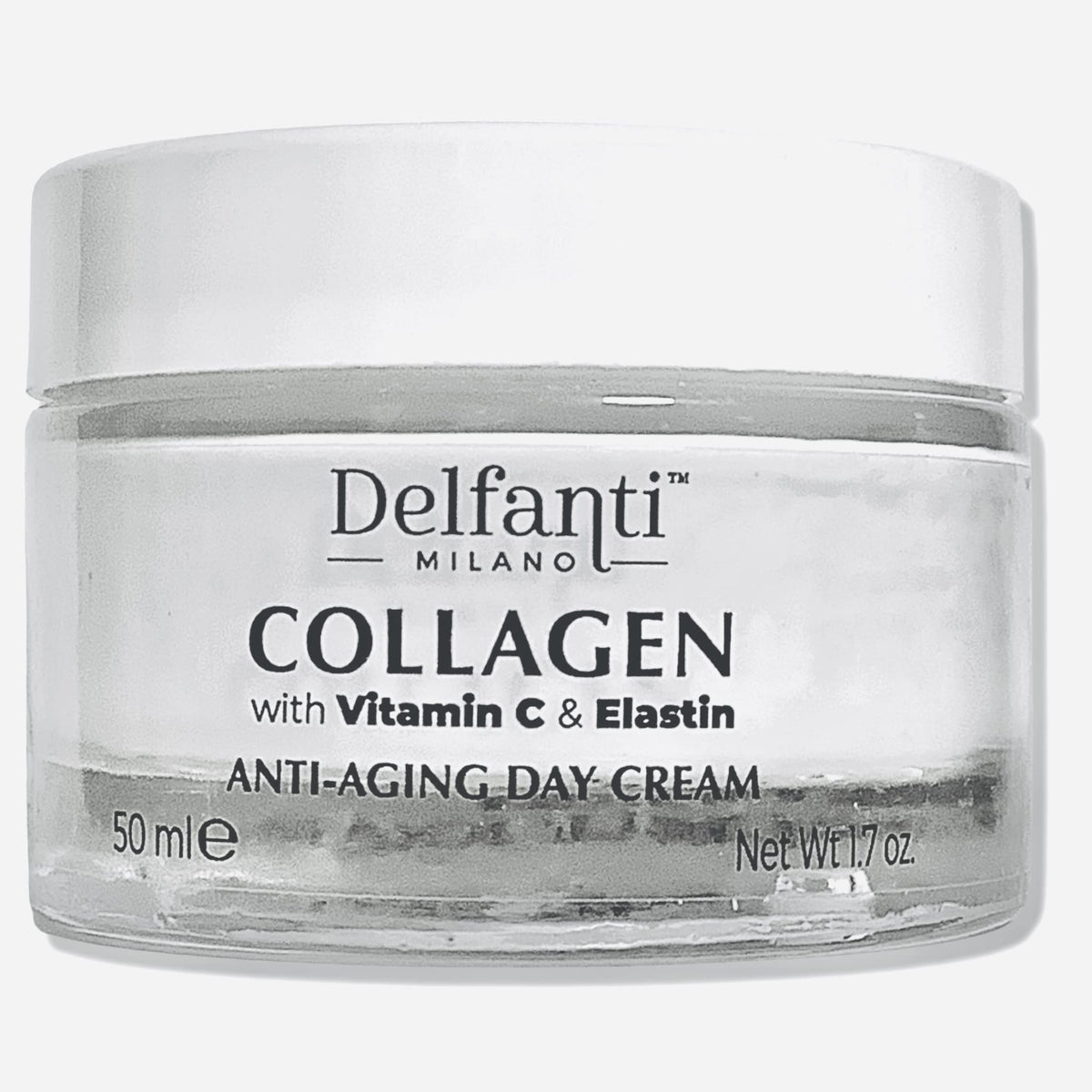 Delfanti-Milano collagen-cream-jar showing silky texture for daily anti-aging care