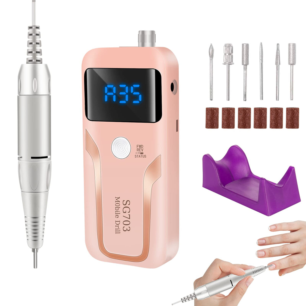 DELIFO nail drill compact handheld design enables easy one-handed polishing at home