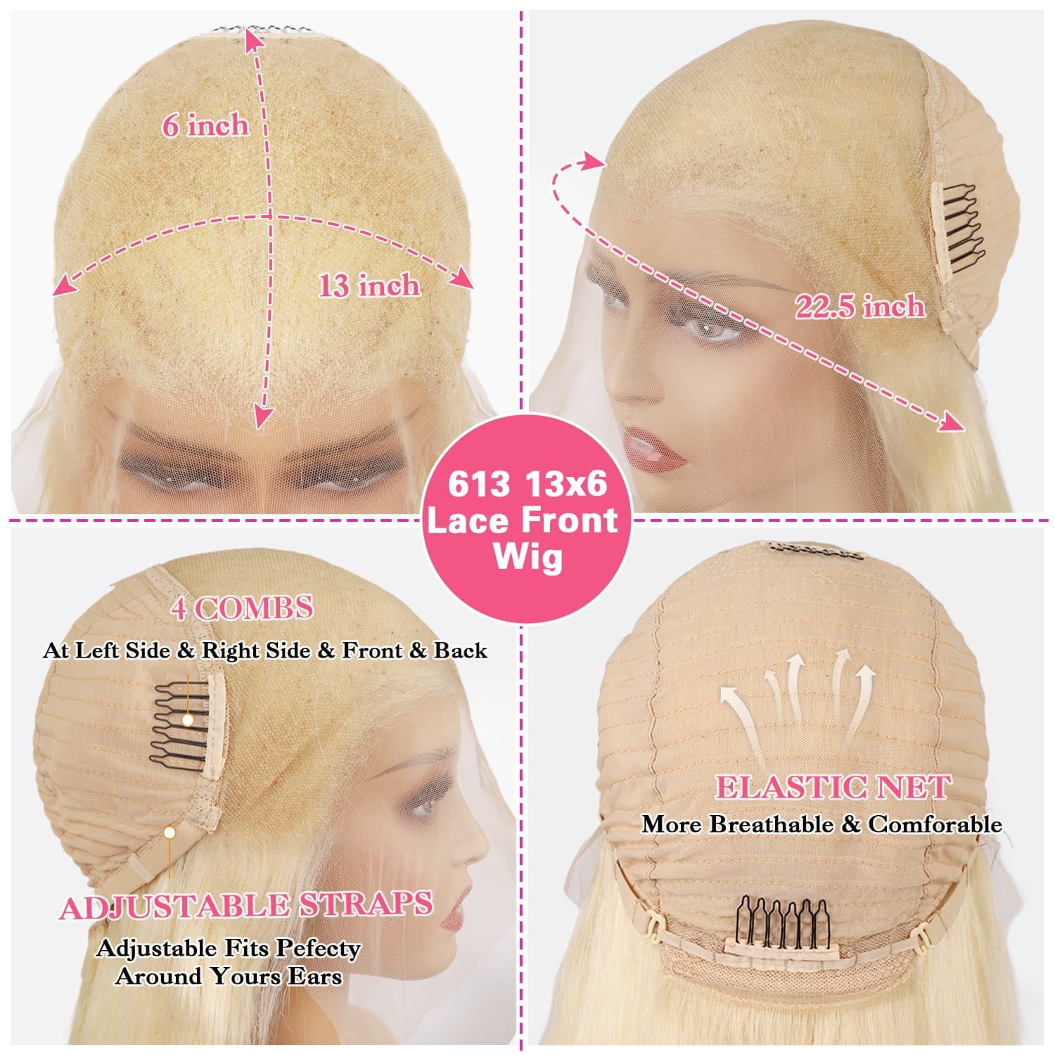 Deloni 613 HD lace-front wig straight-hair for versatile styling.