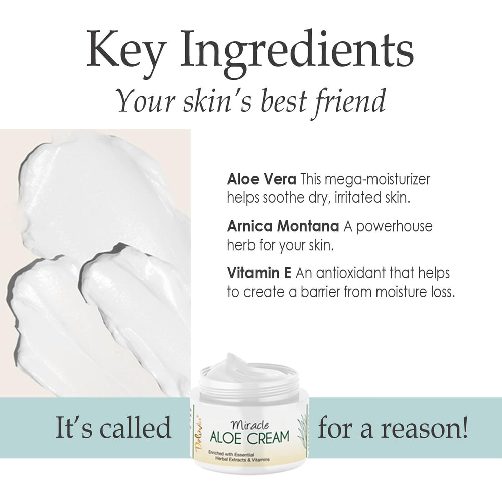 DELÚVIA Miracle Aloe Cream texture closeup reveals creamy, lightweight hydration.