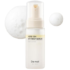 De:maf Here-Oh My First Hydrating Serum bottle closeup highlighting deep hydration.