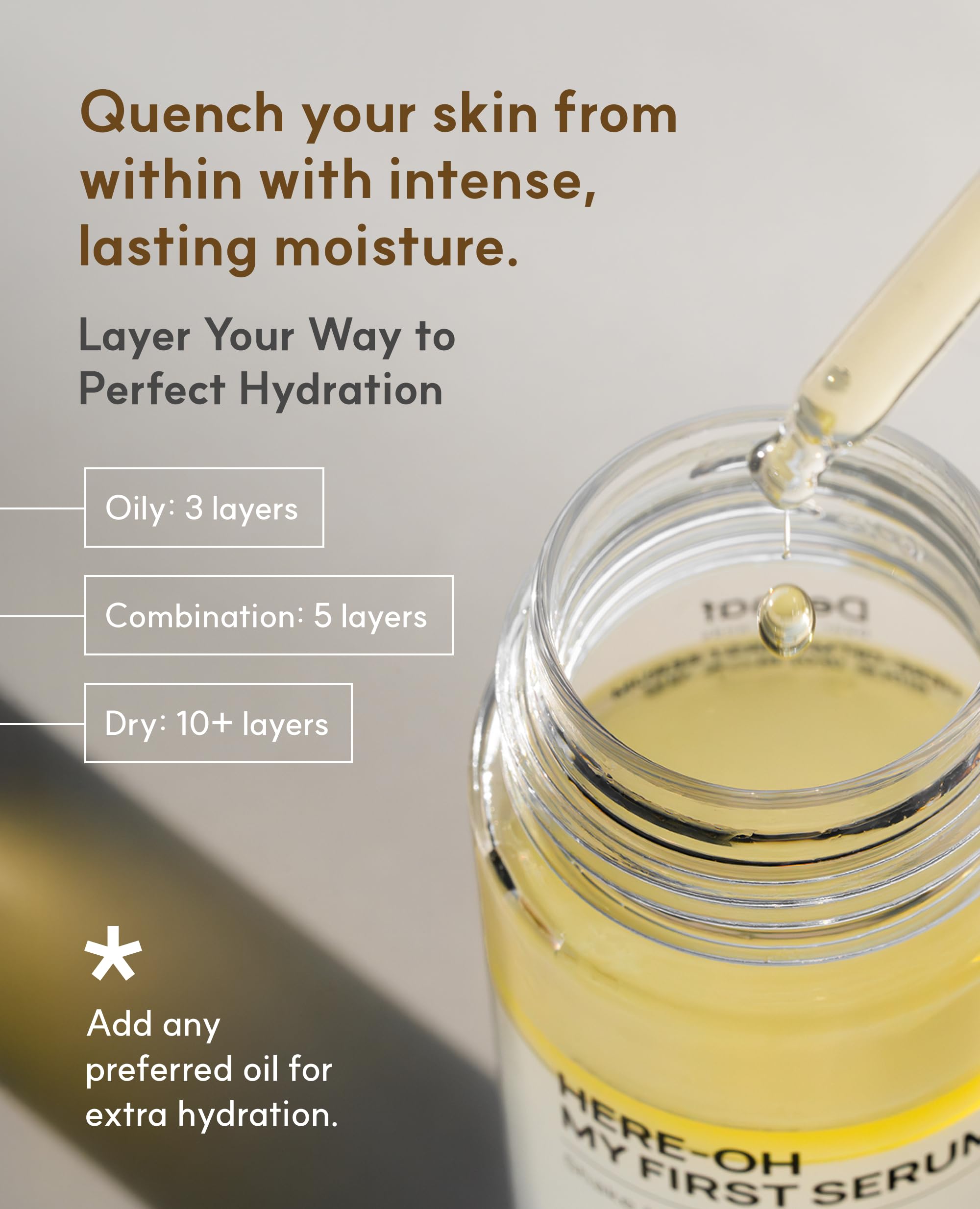 De:maf Here-Oh My First Hydrating Serum glow shot hints radiant skin after use.
