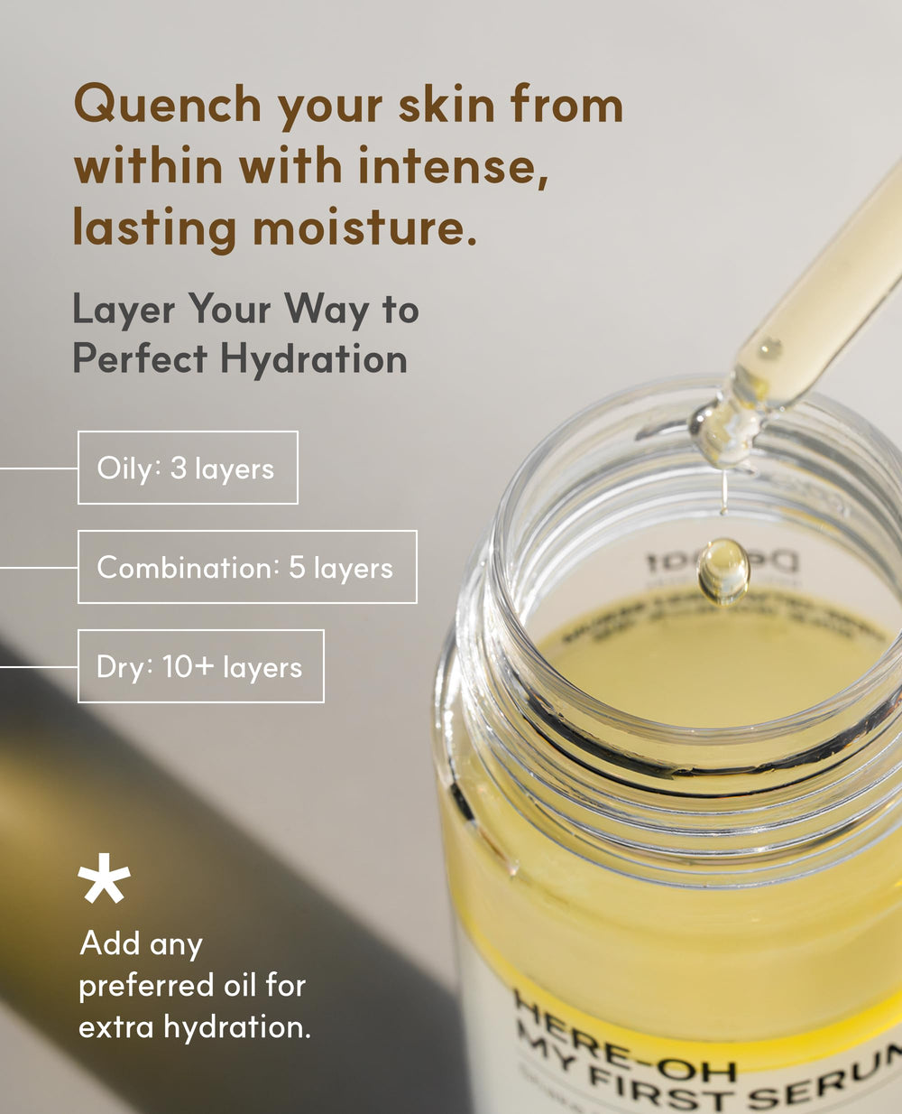 De:maf Here-Oh My First Hydrating Serum glow shot hints radiant skin after use.