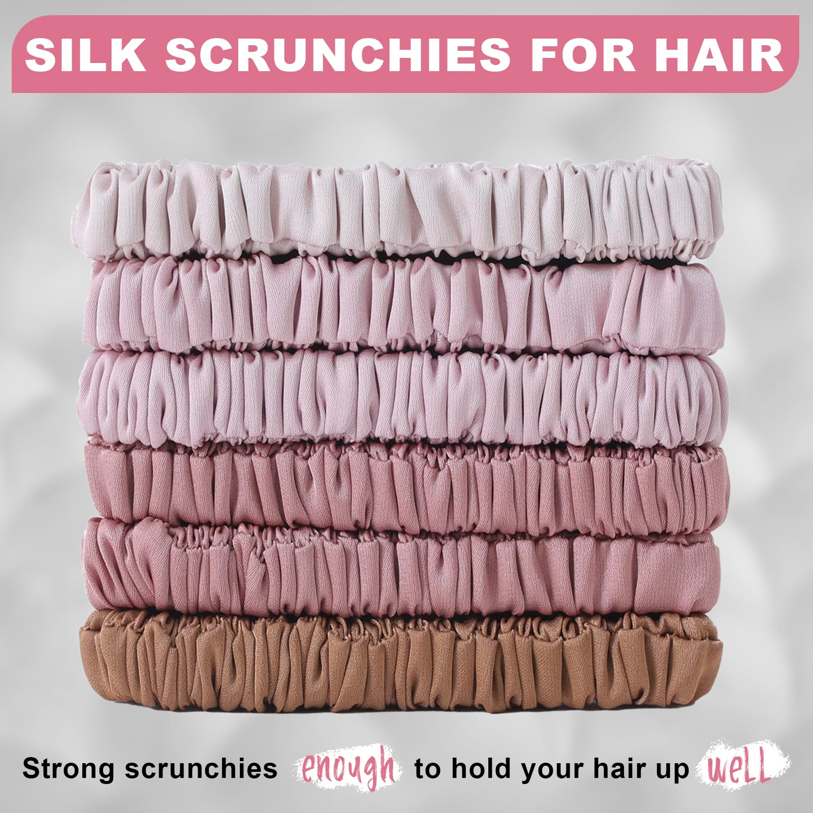 DEMAZALO silk hair ties fabric close-up — smooth finish reduces snags and breakage.