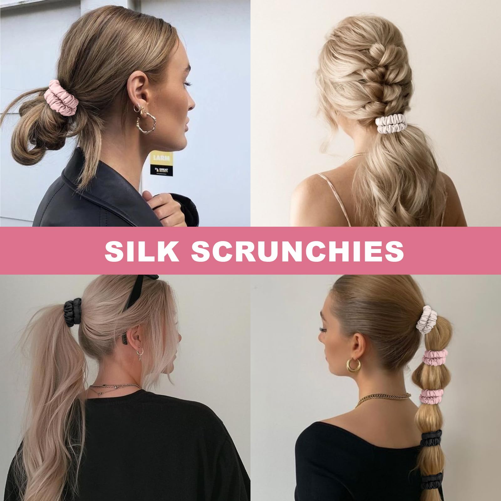 DEMAZALO silk hair ties wear test — comfortable for all-day ponytails and pigtails.
