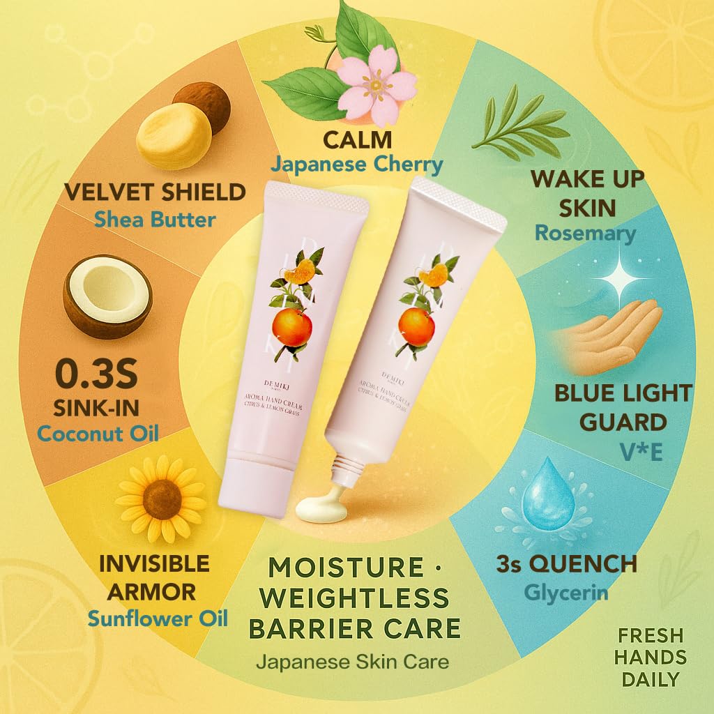 DEMIKI natural ingredients label featuring shea butter and coconut oil for deep moisture
