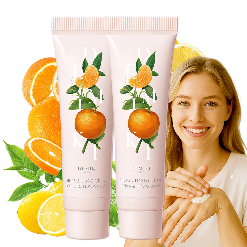 DEMIKI Shea Butter Hand Cream packaging front view signaling premium hydration on the go