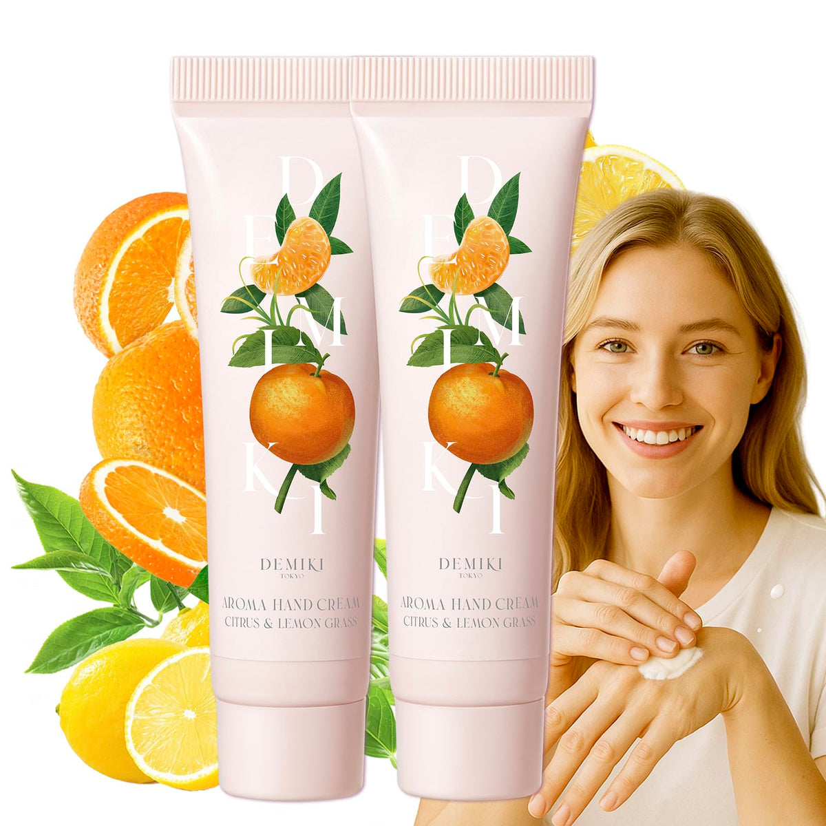 DEMIKI Shea Butter Hand Cream packaging front view signaling premium hydration on the go