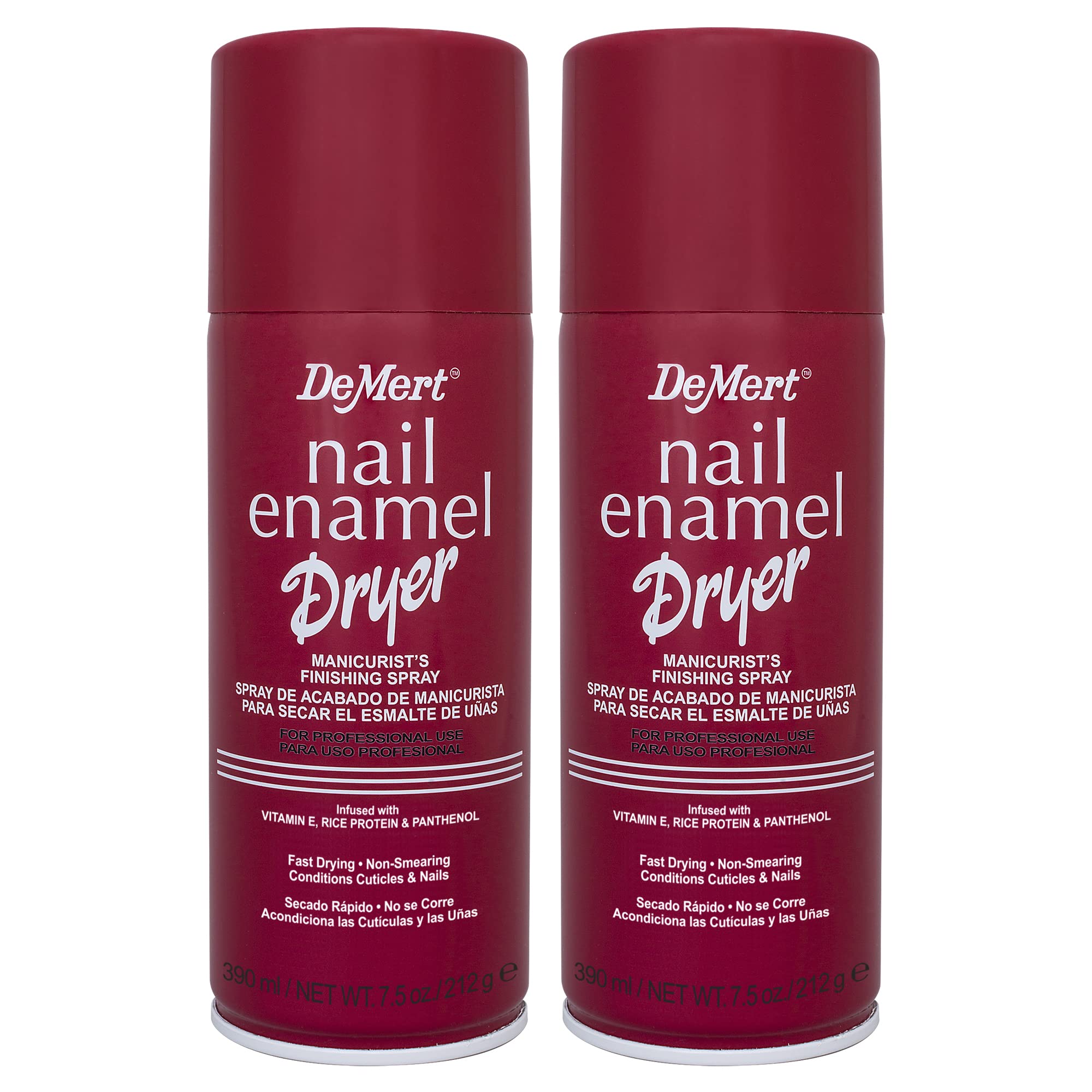 Demert Nail Enamel Dryer Spray can close-up, highlighting fast-drying manicure results.