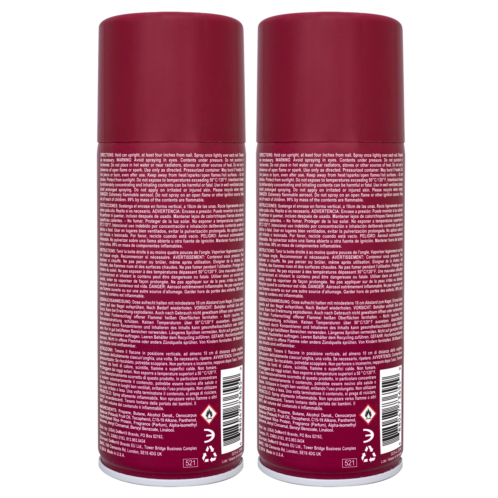 Demert Nail Enamel Dryer Spray can with mist, showcasing conditioning for cuticles and nails.
